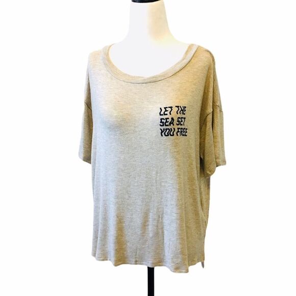 NWT SADIE & SAGE Oatmeal Graphic Knit Tee Shirt - Picture 7 of 9